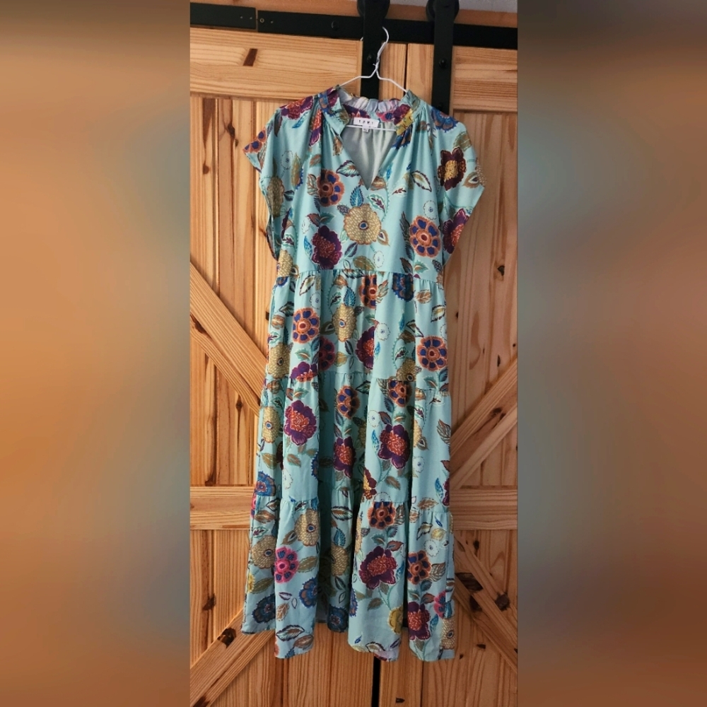 Floral Maxi Dress in Blue and Multicolor
